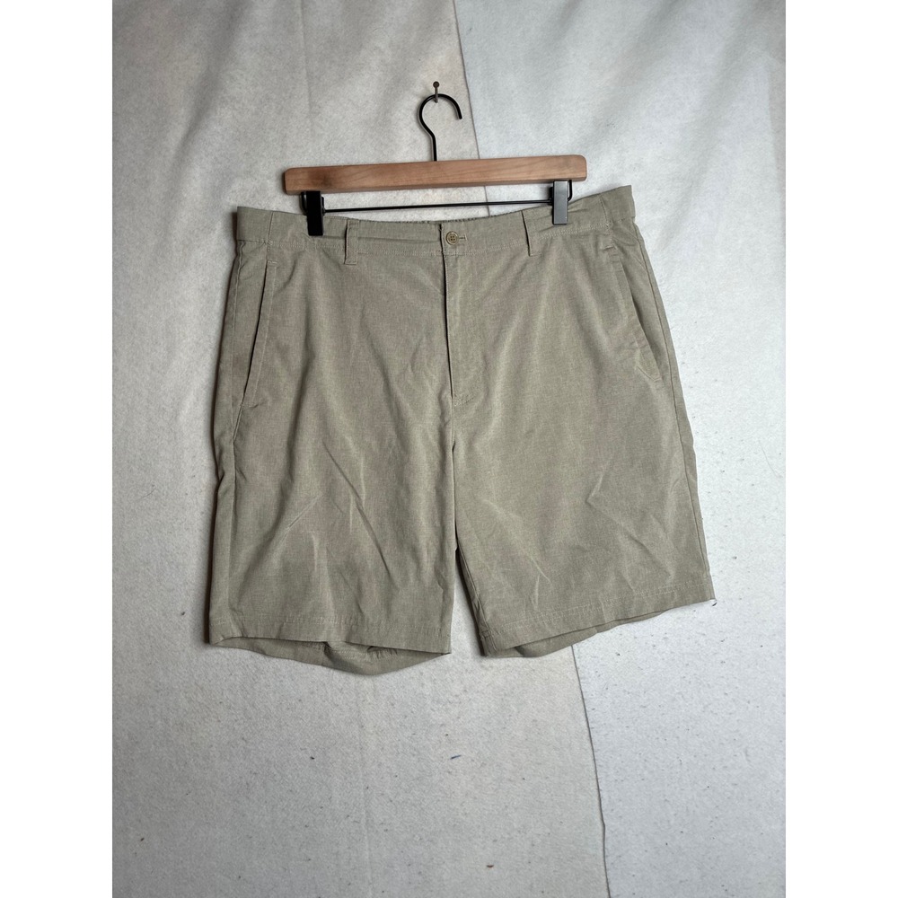 Nicklaus Mens Golf Shorts Khaki Tan Elastic Back Performance Flat Front Size 36